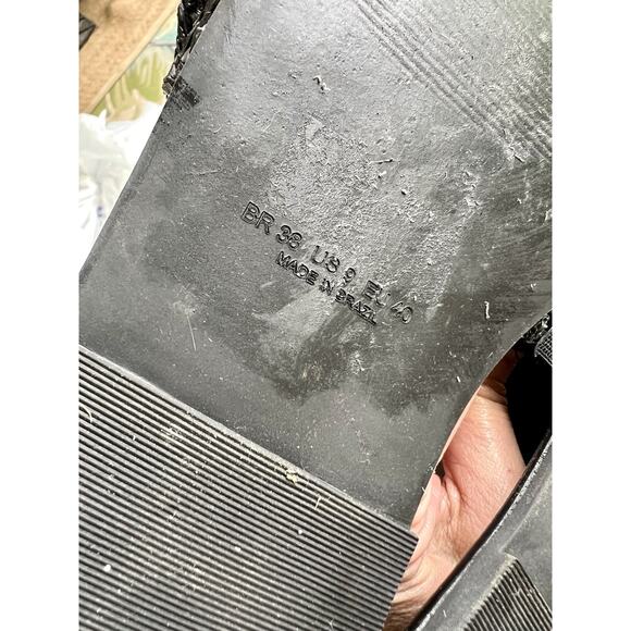 FARM Rio Ruffle Black Crochet Flat Slide Sandals Women's Size 9 - Picture 6 of 8